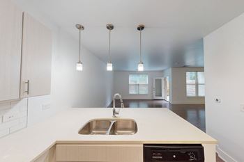Modern upscale finishes with chrome lighting and fixtures